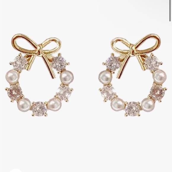 Drop diamond bow earrings - Picture 2 of 7